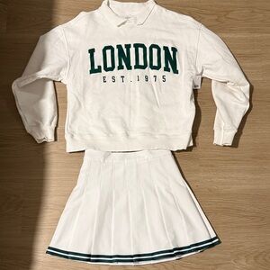 Sunday Best White Mini Skirt with Green Trim
